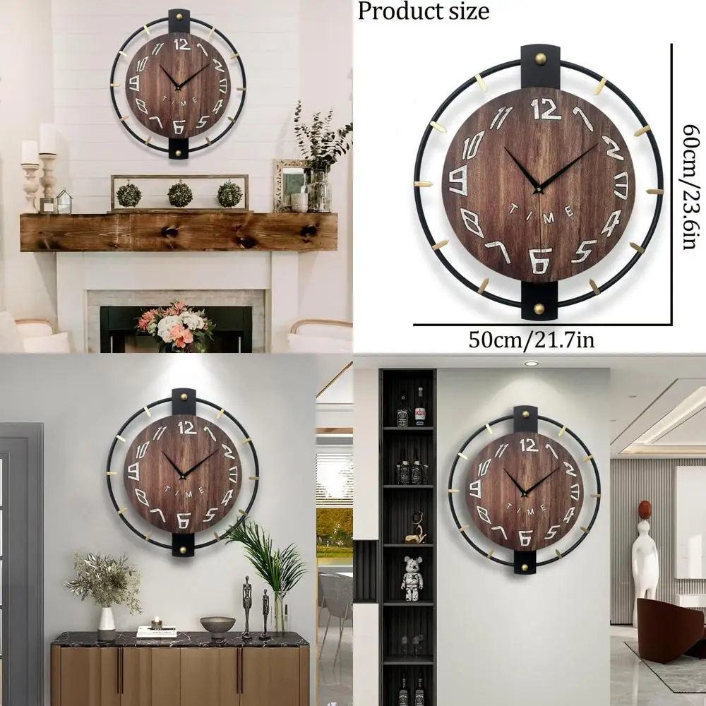 Rustic Silent Battery-Powered Wall Clock, Modern Metal Circle Design, 21.7x23.6 for Home & Office
Rustic Silent Battery-Powered Wall Clock, Modern Metal Circle Design, 21.7x23.6 for Home & Office