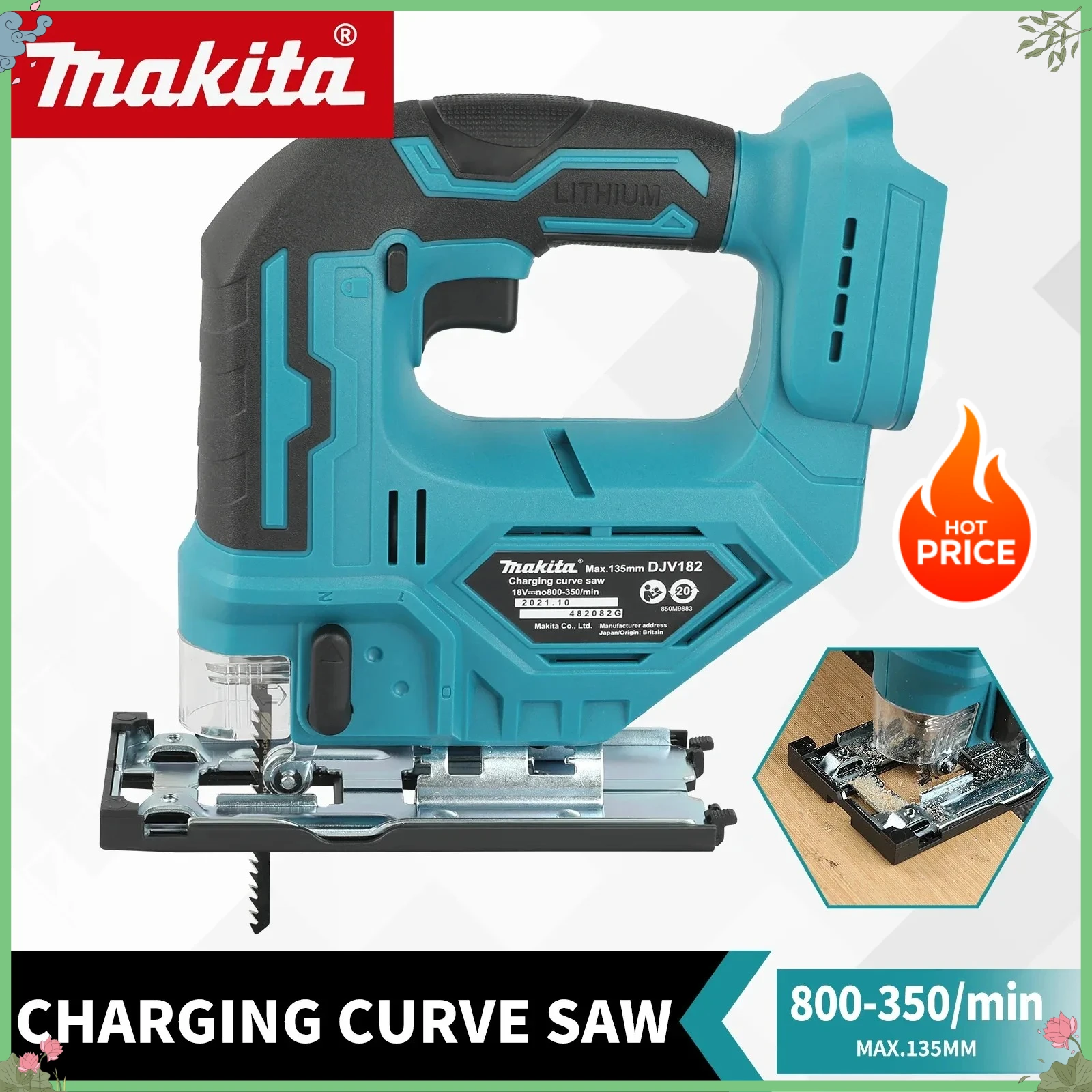 Makita DJV182 Brushless Electric Reciprocating Cutting Machine Cordless Rechargeable Multifunctional 18V Woodworking Saw
Makita DJV182 Brushless Electric Reciprocating Cutting Machine Cordless Rechargeable Multifunctional 18V Woodworking Saw