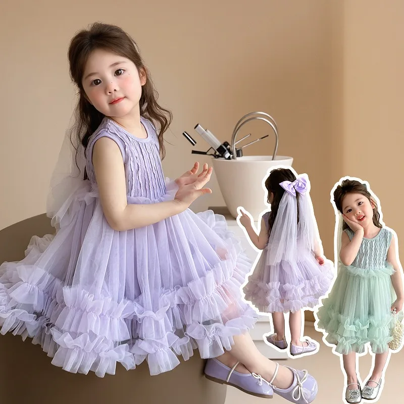 Girls Sleeveless Gauze Skirt 2025 Summer New Fashion Princess Dress Purple Puffy Skirt Soft and Comfortable A-line Skirt
Girls Sleeveless Gauze Skirt 2025 Summer New Fashion Princess Dress Purple Puffy Skirt Soft and Comfortable A-line Skirt