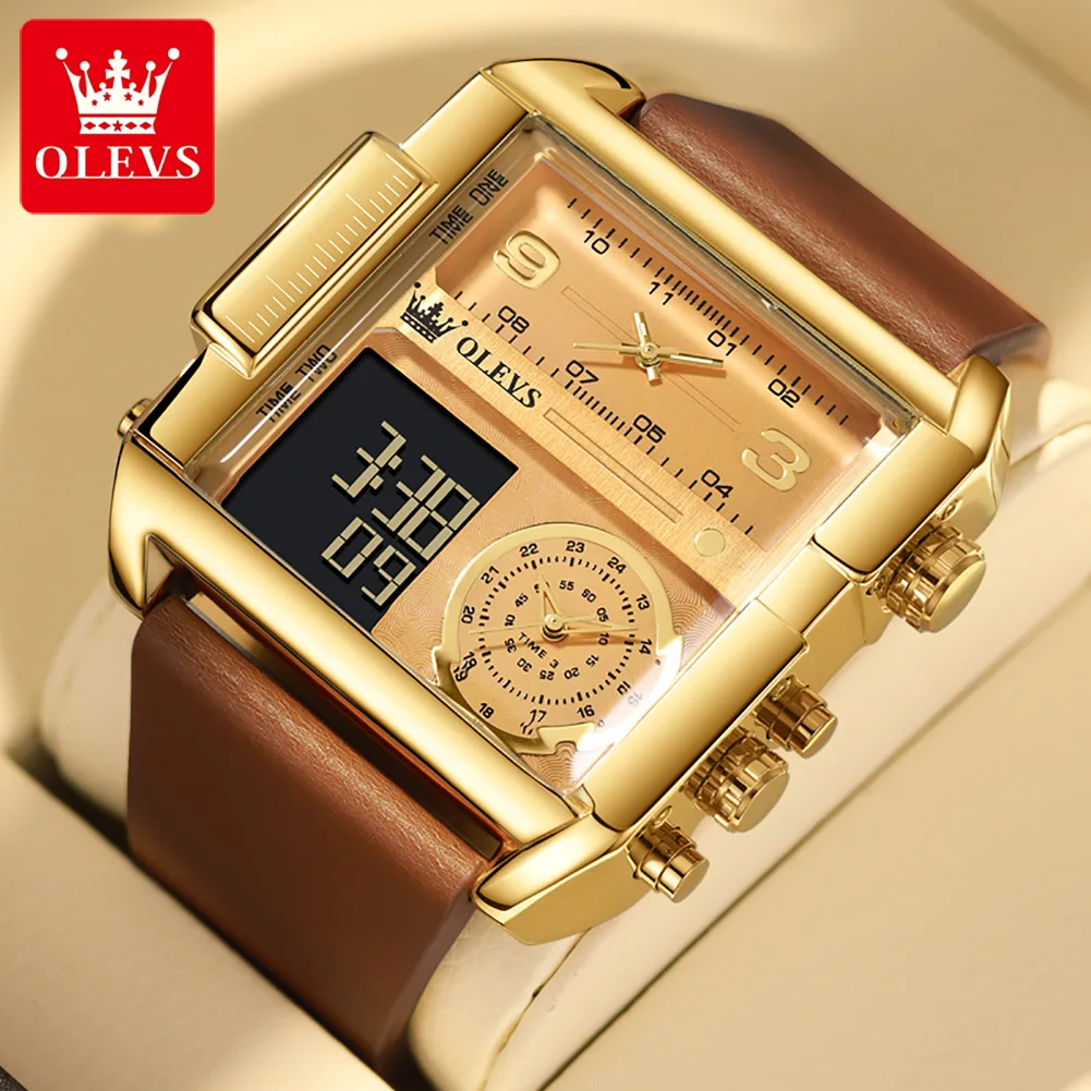 OLEVS Original Men's Smart Electronic Watches Leather Strap Waterproof Digital Watch 51*47mm Big Dial Wristwatch Sports Clock
OLEVS Original Men's Smart Electronic Watches Leather Strap Waterproof Digital Watch 51*47mm Big Dial Wristwatch Sports Clock
