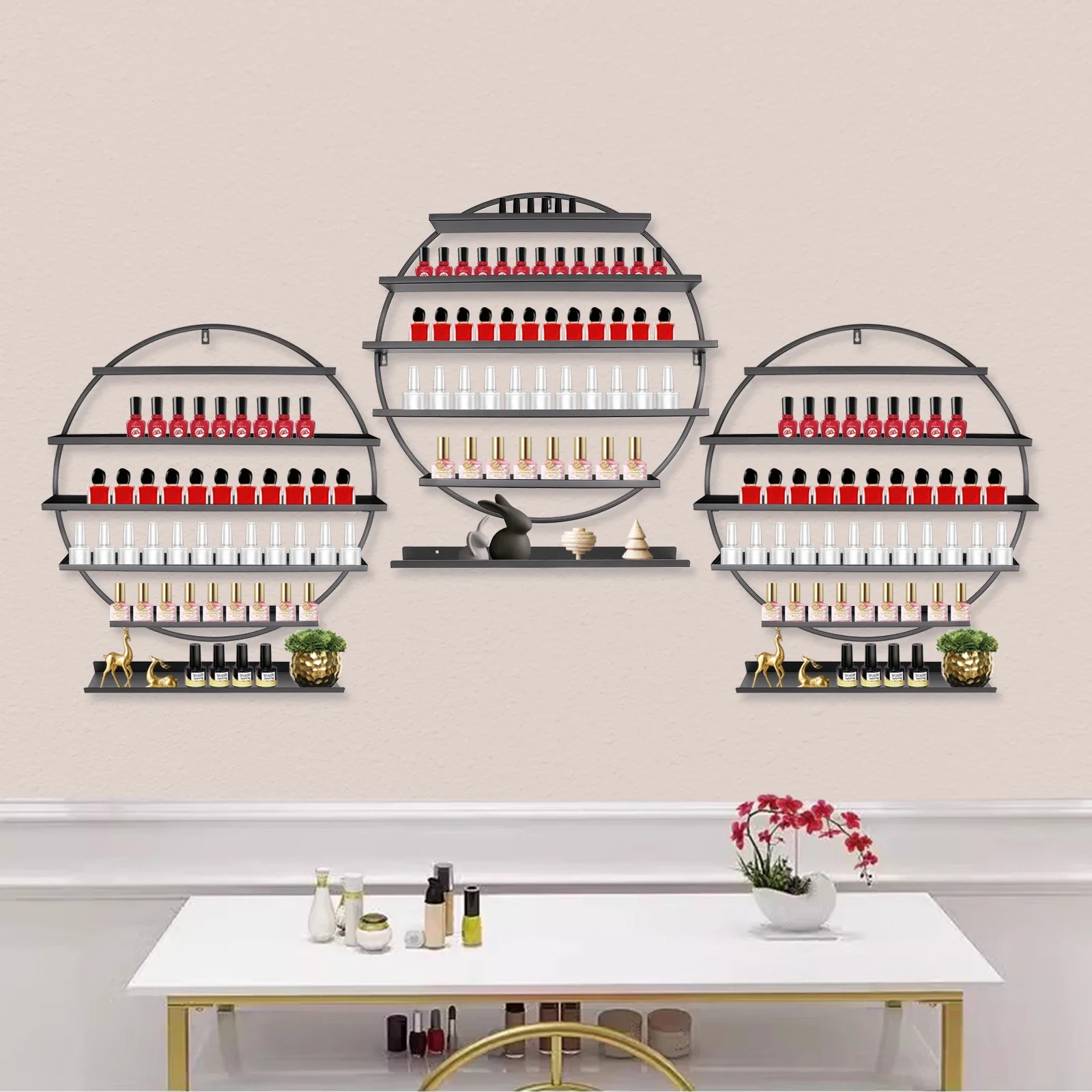 Nail Polish Rack Wall Mount, 5-Tier Iron Display for 160 Bottles, Space-Saving, Sturdy Black Design, 22.05 lbs Load Capacity
Nail Polish Rack Wall Mount, 5-Tier Iron Display for 160 Bottles, Space-Saving, Sturdy Black Design, 22.05 lbs Load Capacity