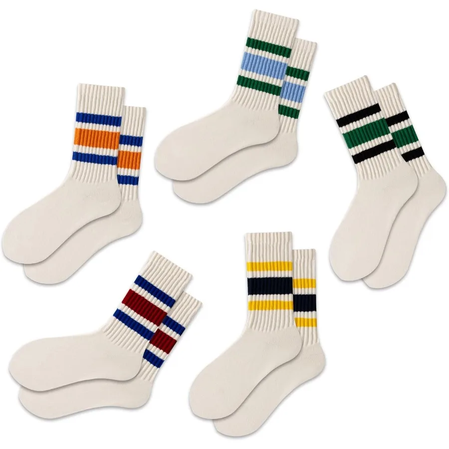 Striped Crew Socks 5 Pairs Seamless Toe for Men and Women in Light Cream Color Ideal for Casual Wear Enhanced Comfort Perfect f
Striped Crew Socks 5 Pairs Seamless Toe for Men and Women in Light Cream Color Ideal for Casual Wear Enhanced Comfort Perfect f