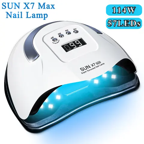 Lámpara de Uñas UV LED SUN X7 MAX de 114W y 57LEDs para Manicura, Secador de Uñas para Curar Esmalte de Gel UV con Sensor de Movimiento, Herramienta para Salón de Uñas