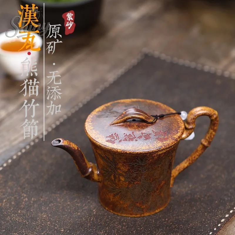 Yixing Zisha Teapot Handcrafted From Raw Mineral Dragon Bone Gold Sand Panda Bamboo Joint Han Tile Tea Pot
Yixing Zisha Teapot Handcrafted From Raw Mineral Dragon Bone Gold Sand Panda Bamboo Joint Han Tile Tea Pot