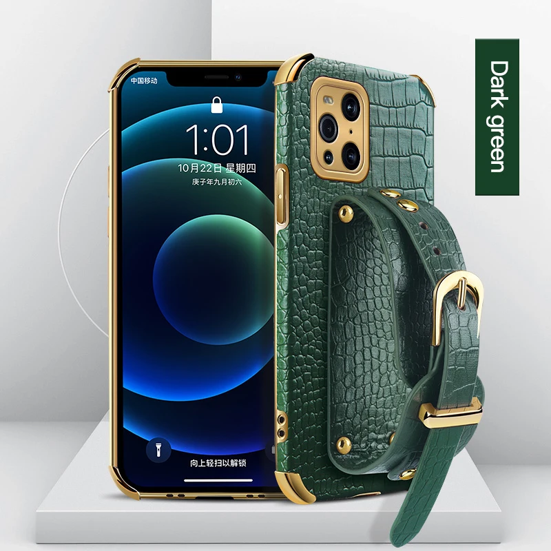 Чехол для телефона из крокодиловой кожи с защитой от падения для OPPO Find X3 Pro X5 Lite, ремешок-держатель, силиконовый мягкий чехол-подставка
Чехол для телефона из крокодиловой кожи с защитой от падения для OPPO Find X3 Pro X5 Lite, ремешок-держатель, силиконовый мягкий чехол-подставка