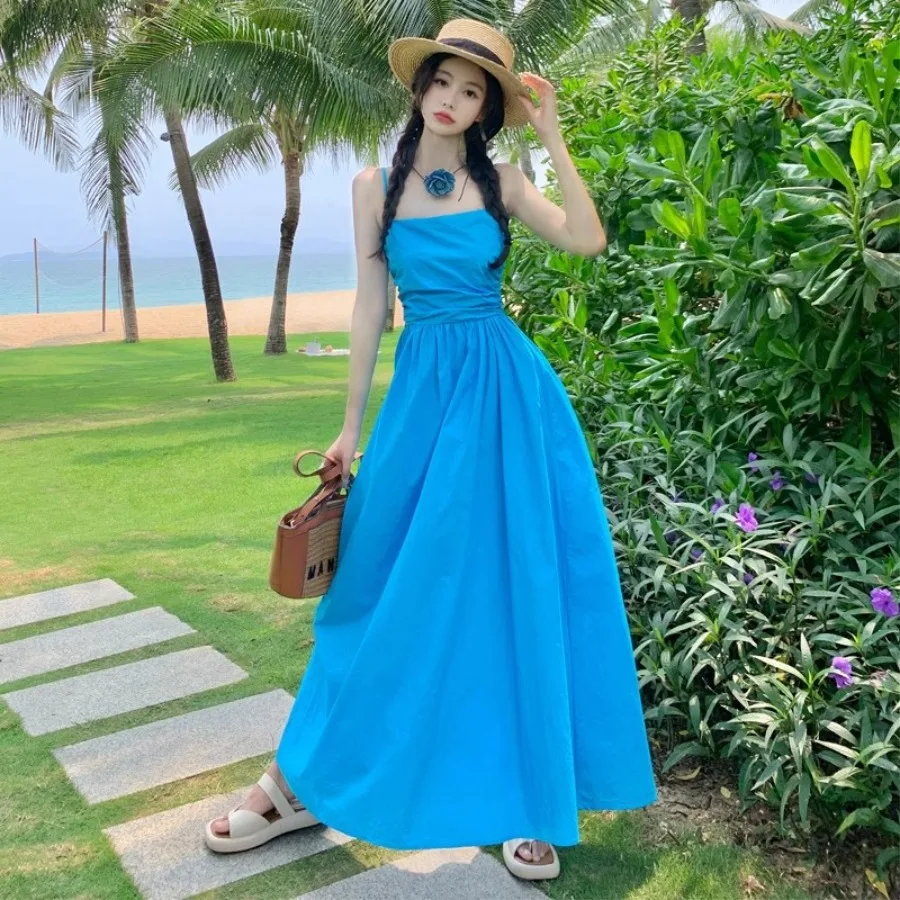 【New style】Lake blue tube top suspender dress, women's summer dopamine, beautiful bright color, Thai seaside vacation beach lon
【New style】Lake blue tube top suspender dress, women's summer dopamine, beautiful bright color, Thai seaside vacation beach lon