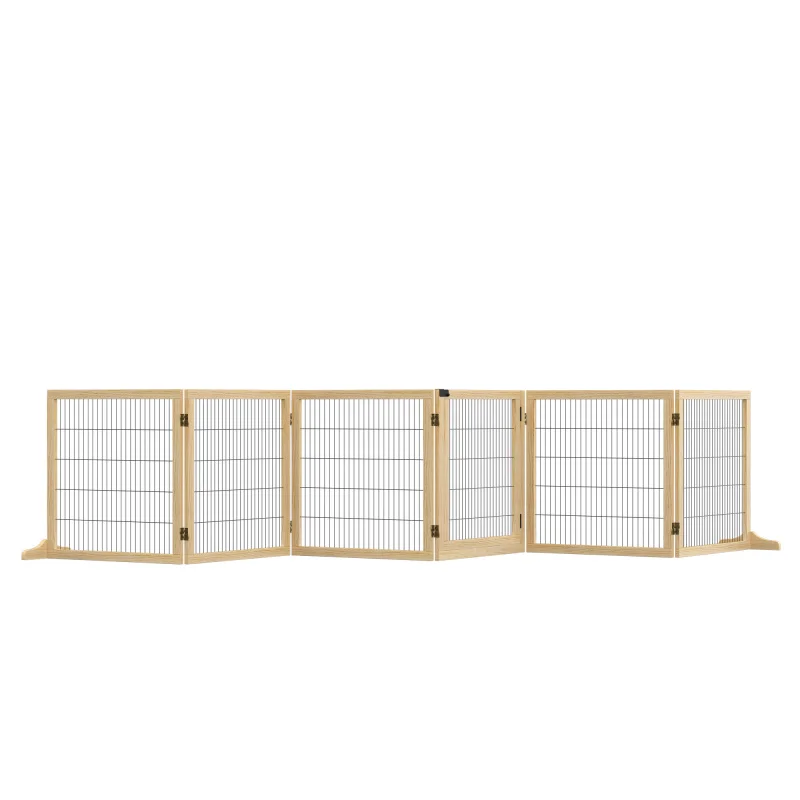 Wooden Dog Gate, 170" Freestanding Pet Gate, 6-Panel Foldable Dog Safety Barrier with 2 Support Feet for House Doorway
Wooden Dog Gate, 170" Freestanding Pet Gate, 6-Panel Foldable Dog Safety Barrier with 2 Support Feet for House Doorway