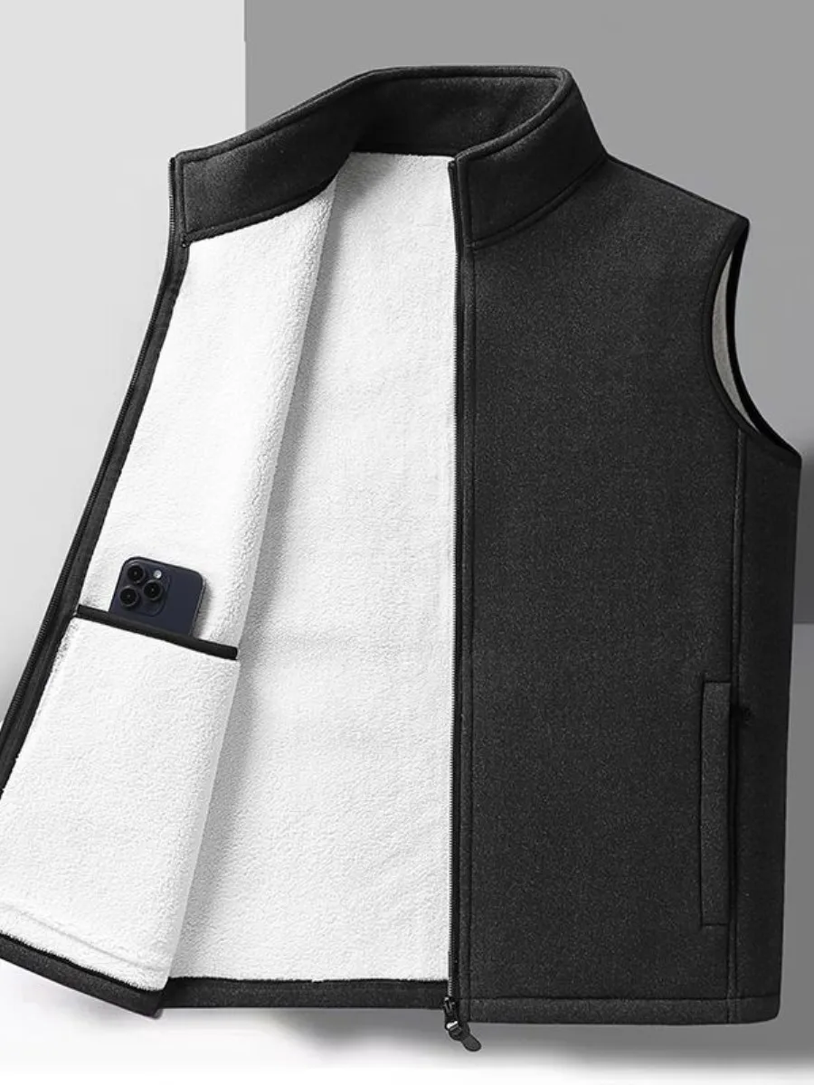 Thiened Fce Lined Warmth Sports Vest Men's Autumn Winter Clothing Stand Collar Zipper Closure Regular Length Jaet
Thiened Fce Lined Warmth Sports Vest Men's Autumn Winter Clothing Stand Collar Zipper Closure Regular Length Jaet