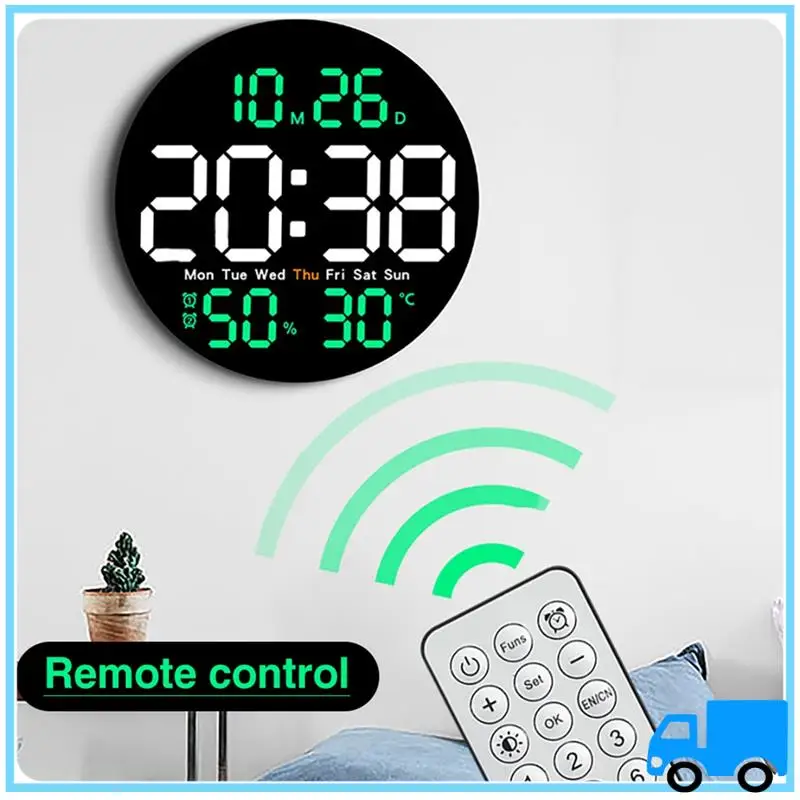 Latest 10Inch Temperature Humidity Digital Wall Clock With Remote Control Alarm Date Week Display Wall-Mounted For Home Green Du
Latest 10Inch Temperature Humidity Digital Wall Clock With Remote Control Alarm Date Week Display Wall-Mounted For Home Green Du