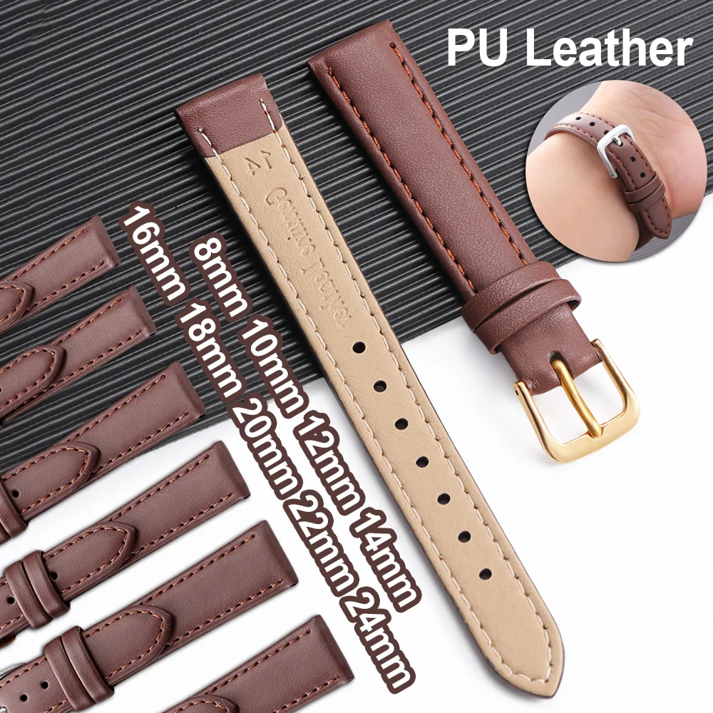 Brown Black 8/10/12/14mm PU Leather Watch Strap 16/18/20/22/24mm Soft Leather Wrist Band Men Women Sport Bracelet for Smartwatch
Brown Black 8/10/12/14mm PU Leather Watch Strap 16/18/20/22/24mm Soft Leather Wrist Band Men Women Sport Bracelet for Smartwatch