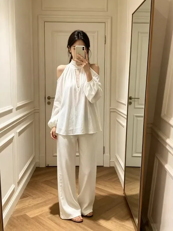 Loose Long Sleeve Women's Shirt Elegant Slimming Neck Hanging Shoulder Chiffon Top Korean Style Commute Wind Summer Beauty Shot
Loose Long Sleeve Women's Shirt Elegant Slimming Neck Hanging Shoulder Chiffon Top Korean Style Commute Wind Summer Beauty Shot