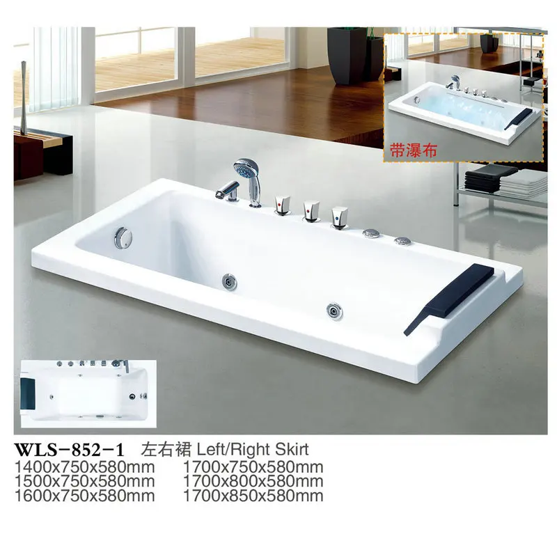 Acrylic Rectangular Recessed Single Jacuzzi, Home Free-standing Bathtub With Waterfall Pillow 852-1
Acrylic Rectangular Recessed Single Jacuzzi, Home Free-standing Bathtub With Waterfall Pillow 852-1