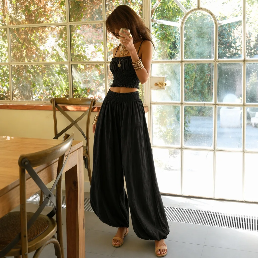 Zekye Casual Bloomers Simple Style Elegant Chase-wrapping Bloomers Set TwoPiece Suspenders Temperament Vacation Casual and Loose
Zekye Casual Bloomers Simple Style Elegant Chase-wrapping Bloomers Set TwoPiece Suspenders Temperament Vacation Casual and Loose