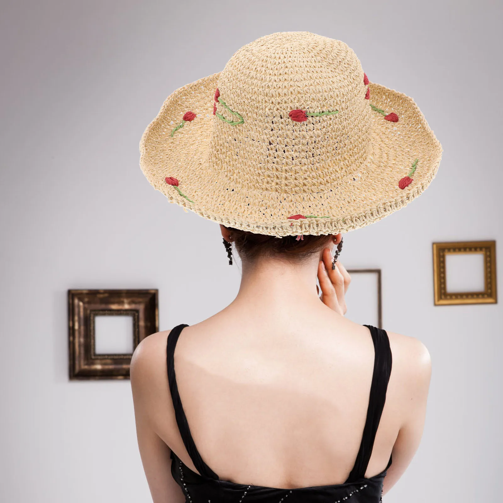 Sun for Women Wide Brim Beach Vacation Summer Cherry Straw Large Size Face Flattering Design Hat Straw Bucket Hat
Sun for Women Wide Brim Beach Vacation Summer Cherry Straw Large Size Face Flattering Design Hat Straw Bucket Hat