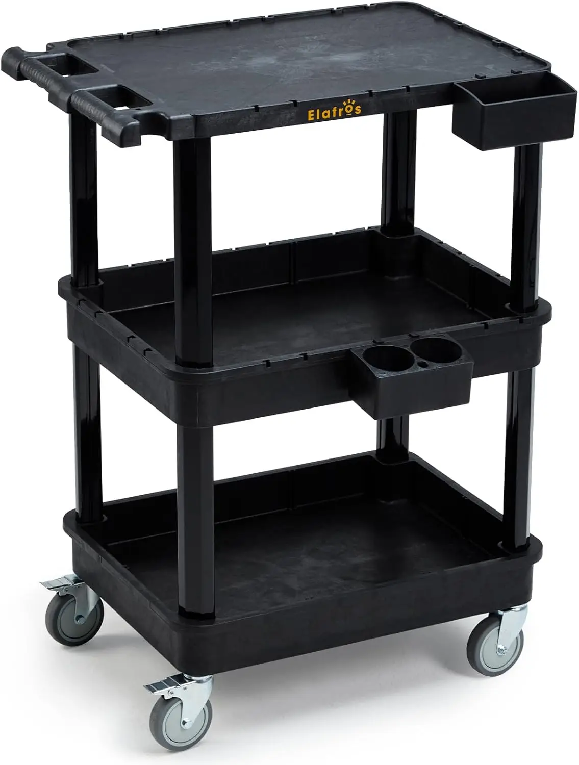3-Tier Utility Cart with Flat Top and Deep Shelves, 27.5 x 18.25, Compact Rolling Cart with 4" Wheels, Heavy-Duty Plastic, 330
3-Tier Utility Cart with Flat Top and Deep Shelves, 27.5 x 18.25, Compact Rolling Cart with 4" Wheels, Heavy-Duty Plastic, 330
