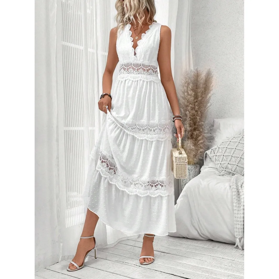2025 New European And American Amazon Summer Lace Chiffon Splicing V-neck Sleeveless Women's Dress
2025 New European And American Amazon Summer Lace Chiffon Splicing V-neck Sleeveless Women's Dress