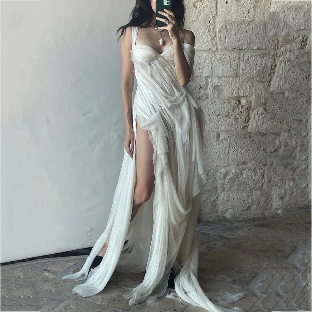 Простое стильное белое платье для выпускного вечера на бретельках, милое плиссированное платье трапециевидной формы с разрезом по бокам, коктейльное платье для торжественных случаев для женщин
Простое стильное белое платье для выпускного вечера на бретельках, милое плиссированное платье трапециевидной формы с разрезом по бокам, коктейльное платье для торжественных случаев для женщин