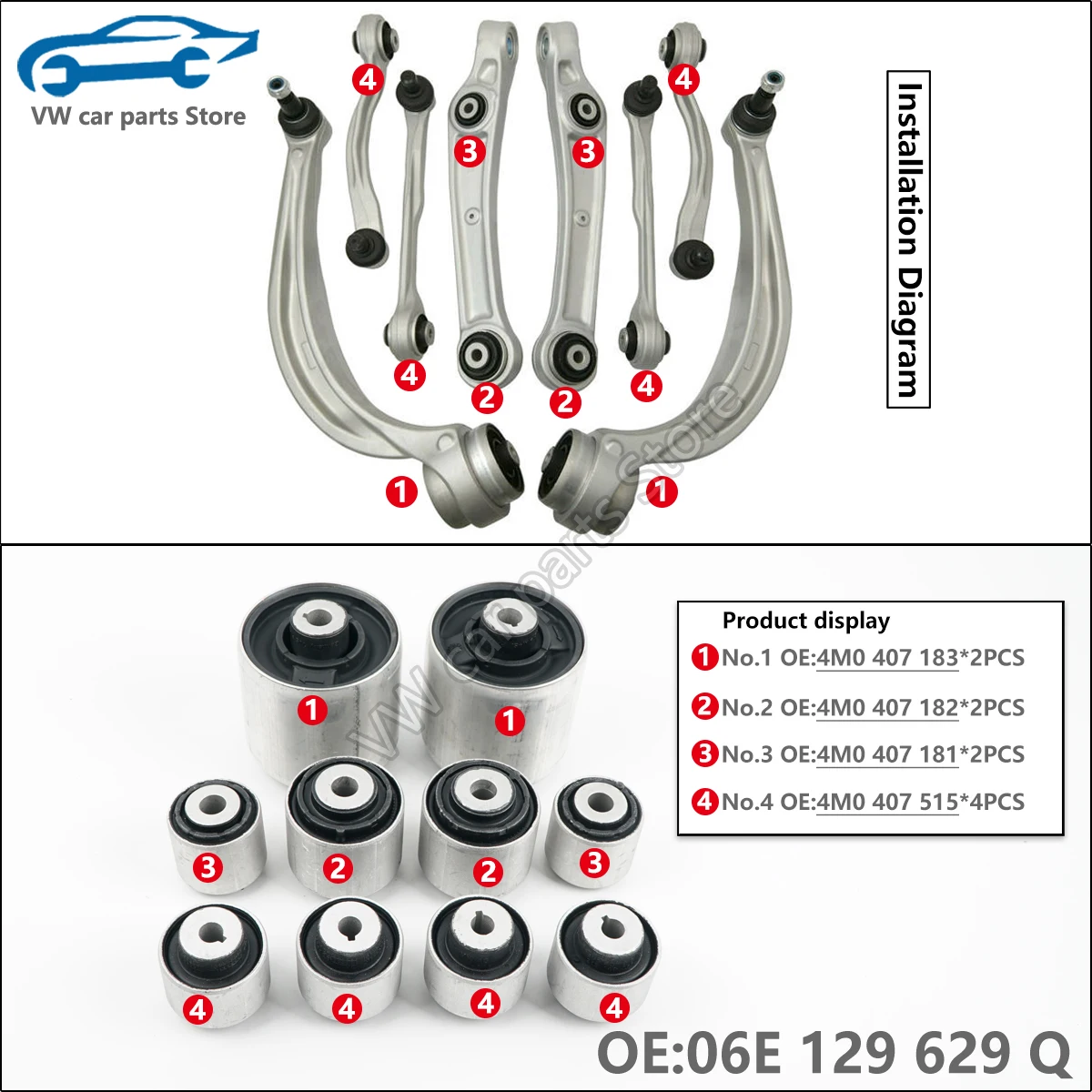 10PCS Front Control Arm Bushing Kit For Audi Q7 Q8 Q5 A8 S8 A6 S6 For Bentley Bentayga 4M0407515 4M0407181 4M0407182 4M0407183
10PCS Front Control Arm Bushing Kit For Audi Q7 Q8 Q5 A8 S8 A6 S6 For Bentley Bentayga 4M0407515 4M0407181 4M0407182 4M0407183