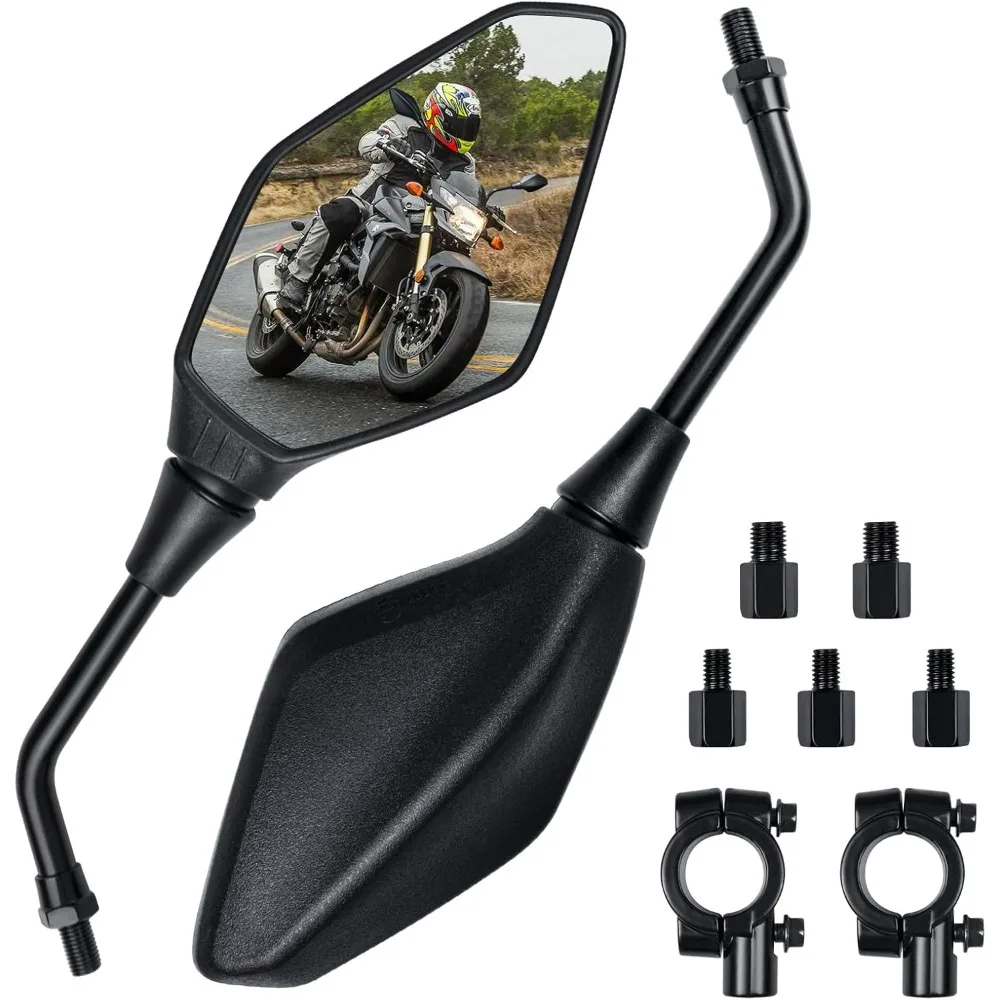 Motorcycle Mirror, Motorcycle Rear View Mirrors set M8 M10 with right-hand thread and left-hand thread, ATV mirror compatible wi
Motorcycle Mirror, Motorcycle Rear View Mirrors set M8 M10 with right-hand thread and left-hand thread, ATV mirror compatible wi