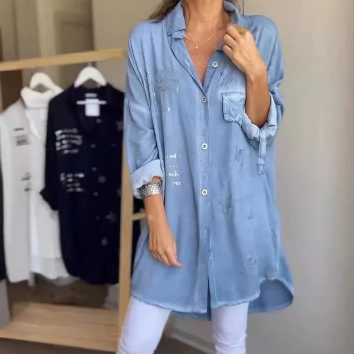 Women Denim Jacket Vintage Print Coat Single Breasted Turn Down Collar Pockets Splice Overcoat Streetwear Female Outerwear 2025
Women Denim Jacket Vintage Print Coat Single Breasted Turn Down Collar Pockets Splice Overcoat Streetwear Female Outerwear 2025