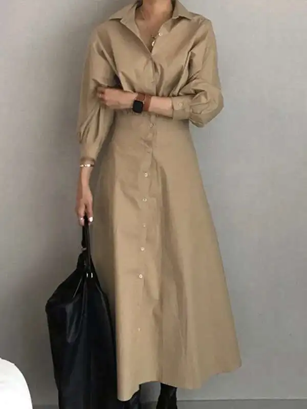BabYoung Summer Long 2025 Spring Fall Clothes Blue Puff Sleeves Botton Simple Casual Maxi Shirts Dresses For Women
BabYoung Summer Long 2025 Spring Fall Clothes Blue Puff Sleeves Botton Simple Casual Maxi Shirts Dresses For Women