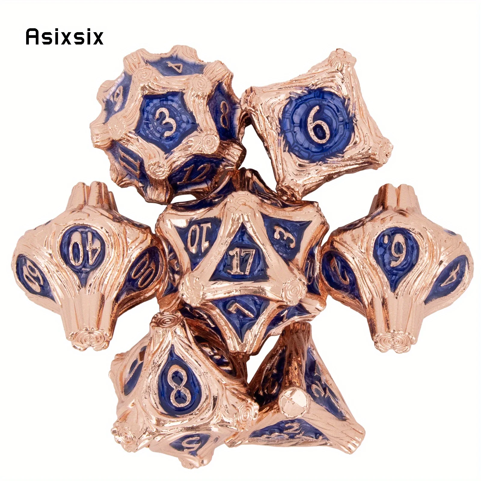 7 Pcs Copper Blue Tree Stump Root Metal Dice Solid Metal Polyhedral Dice Set Suitable for Role-Playing RPG Board Game Card Game
7 Pcs Copper Blue Tree Stump Root Metal Dice Solid Metal Polyhedral Dice Set Suitable for Role-Playing RPG Board Game Card Game