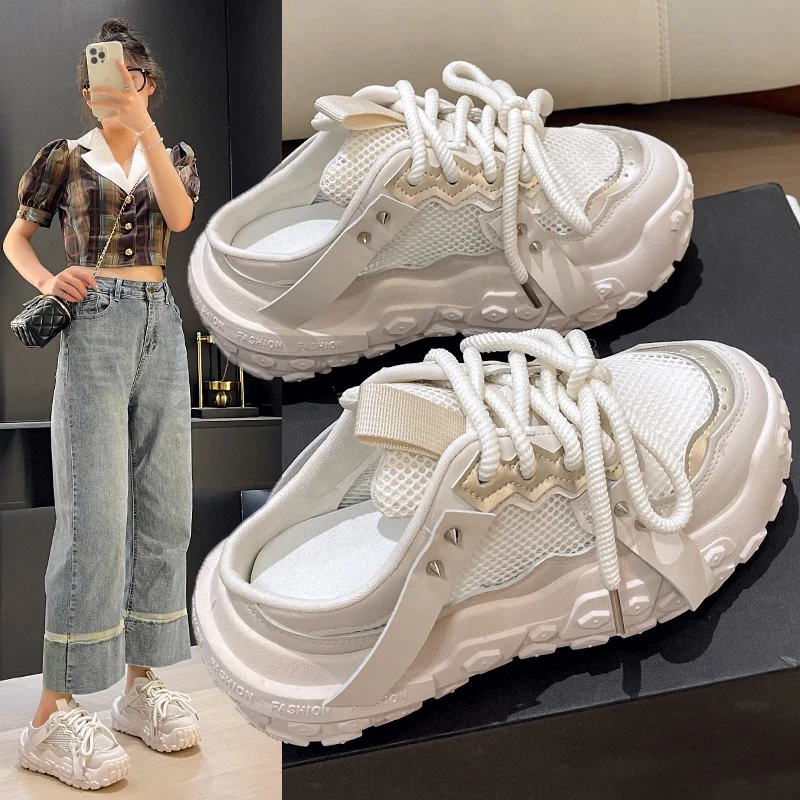 Muffin Thick Bottom Mesh Strap Thin Fashion All-in-one Comfortable Non-slip Breathable Sports Wear-resistant Half Slipper Woman
Muffin Thick Bottom Mesh Strap Thin Fashion All-in-one Comfortable Non-slip Breathable Sports Wear-resistant Half Slipper Woman