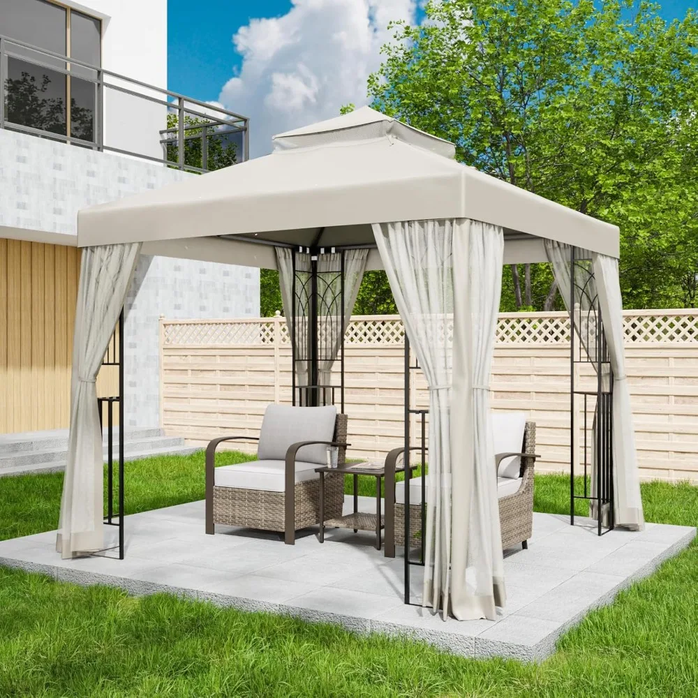 8x8 Patio Gazebo with Mesh Netting, Double Roof Outdoor Pavilion with Corner Shelves for Lawn, Deck, Garden
8x8 Patio Gazebo with Mesh Netting, Double Roof Outdoor Pavilion with Corner Shelves for Lawn, Deck, Garden