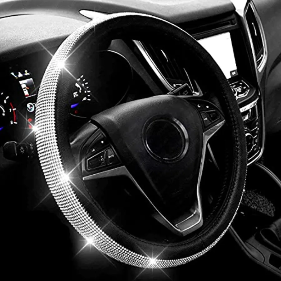 New Diamond Leather Steering Wheel Cover with Bling Bling Crystal Rhinestones, Universal Fit 15 Inch Car Wheel Protector for Wo
New Diamond Leather Steering Wheel Cover with Bling Bling Crystal Rhinestones, Universal Fit 15 Inch Car Wheel Protector for Wo