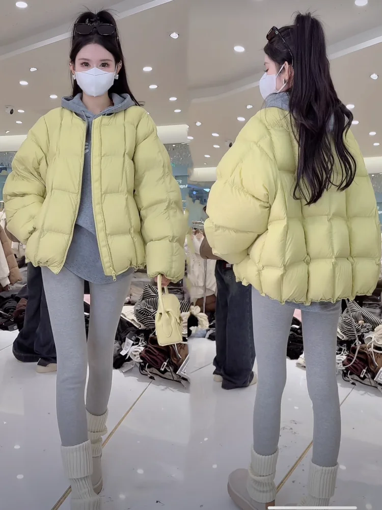 Korean Style round Neck Puff down Jacket Women's Winter New Versatile Loose Slimming White Duck Feather Candy Color Coat
Korean Style round Neck Puff down Jacket Women's Winter New Versatile Loose Slimming White Duck Feather Candy Color Coat