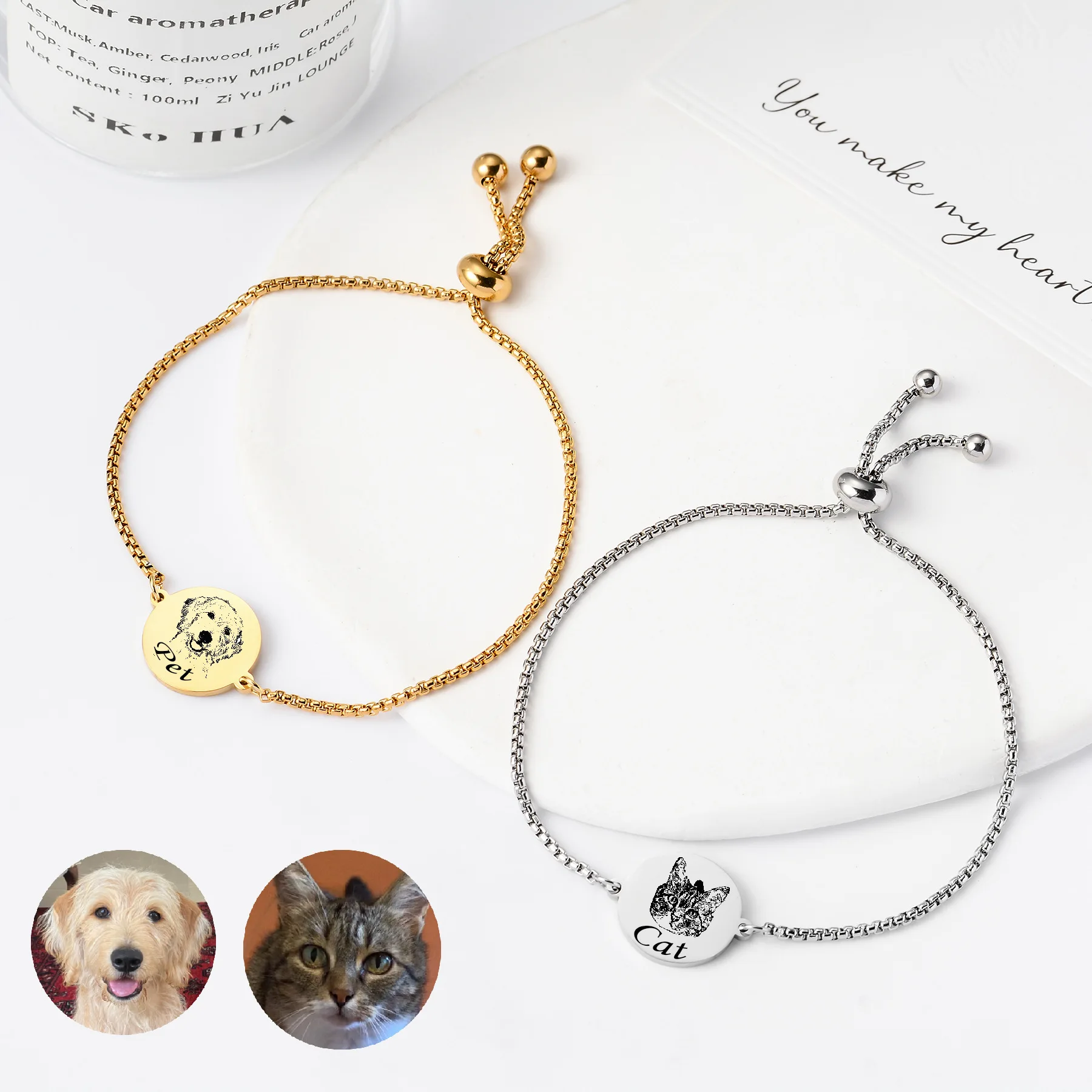 Couple Bracelet Laser Engraved Hand-painted Pet Cat Dog Charm Wristband Minimalist Unique Style Memorial Gift Fashion Jewelry
Couple Bracelet Laser Engraved Hand-painted Pet Cat Dog Charm Wristband Minimalist Unique Style Memorial Gift Fashion Jewelry