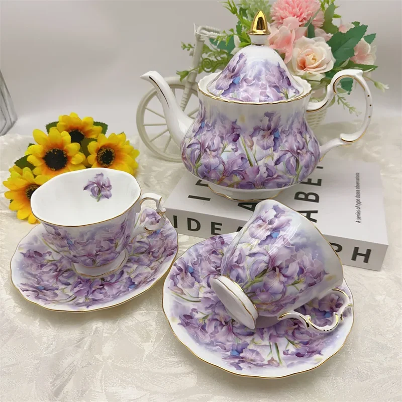 Bone China Cup and Saucer Iris Flower Coffee Mug Teapot Purple Flowers Elegant Drinking Set Luxury Ceramic Cup and Saucer Gift
Bone China Cup and Saucer Iris Flower Coffee Mug Teapot Purple Flowers Elegant Drinking Set Luxury Ceramic Cup and Saucer Gift