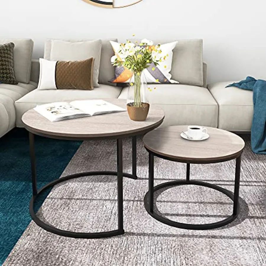 Round Coffee Tables Nesting Side Set of 2 End Tables for Living RoomRound Table with Solid Powder-Coated Metal Frame Natural Wo
Round Coffee Tables Nesting Side Set of 2 End Tables for Living RoomRound Table with Solid Powder-Coated Metal Frame Natural Wo