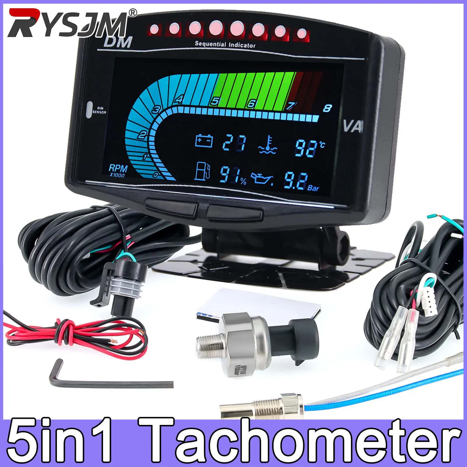 5in1 Tachometer Water Temperature Oil Pressure Gauge Voltmeter Fuel Level + Water Temp Sensor 10mm Oil Press Sensor 1/8 NPT
5in1 Tachometer Water Temperature Oil Pressure Gauge Voltmeter Fuel Level + Water Temp Sensor 10mm Oil Press Sensor 1/8 NPT