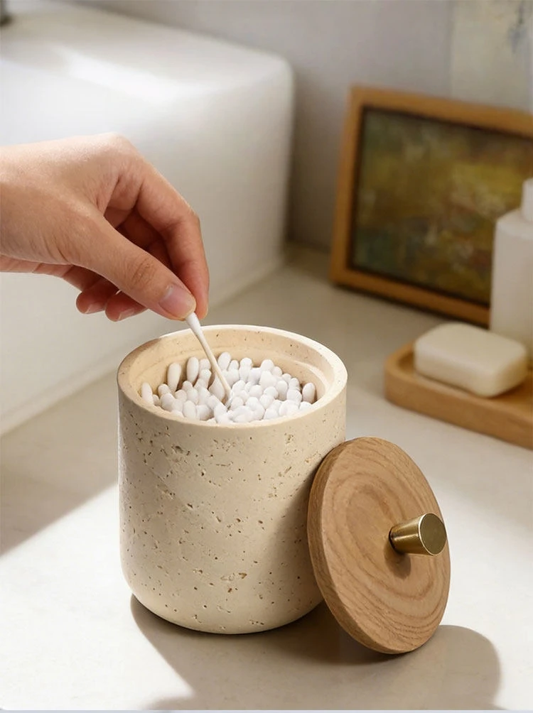 Luxury Travertine Cotton Swab with Lip Tube Nature Stone Cotton Swab Jar Marble Cotton Swab Organizer Household Storage Jar
Luxury Travertine Cotton Swab with Lip Tube Nature Stone Cotton Swab Jar Marble Cotton Swab Organizer Household Storage Jar