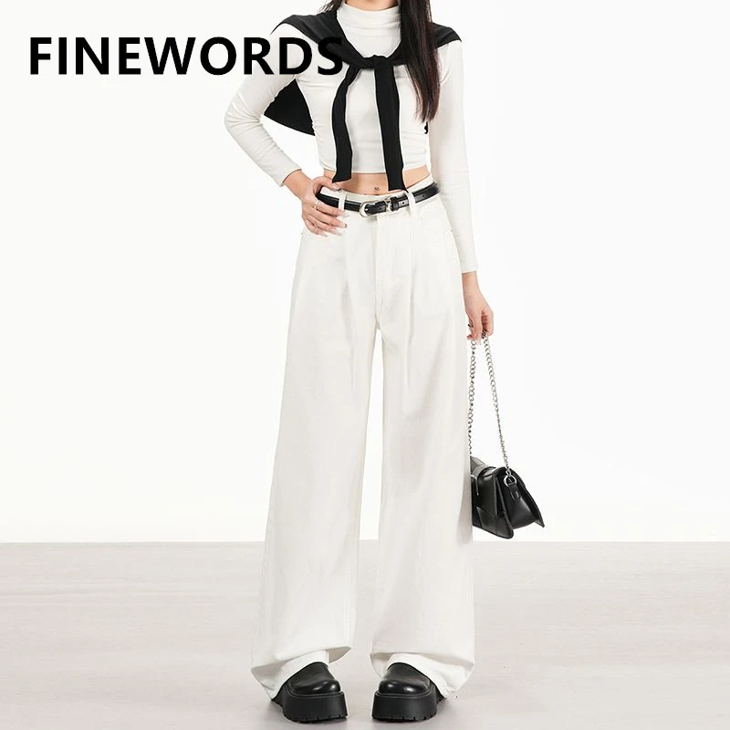 Джинсы FINEWORDS винтажные, с высокой талией, белые, женские, повседневные, широкие, легко сочетаемые, в корейском стиле, полной длины, свободные, из денима
Джинсы FINEWORDS винтажные, с высокой талией, белые, женские, повседневные, широкие, легко сочетаемые, в корейском стиле, полной длины, свободные, из денима