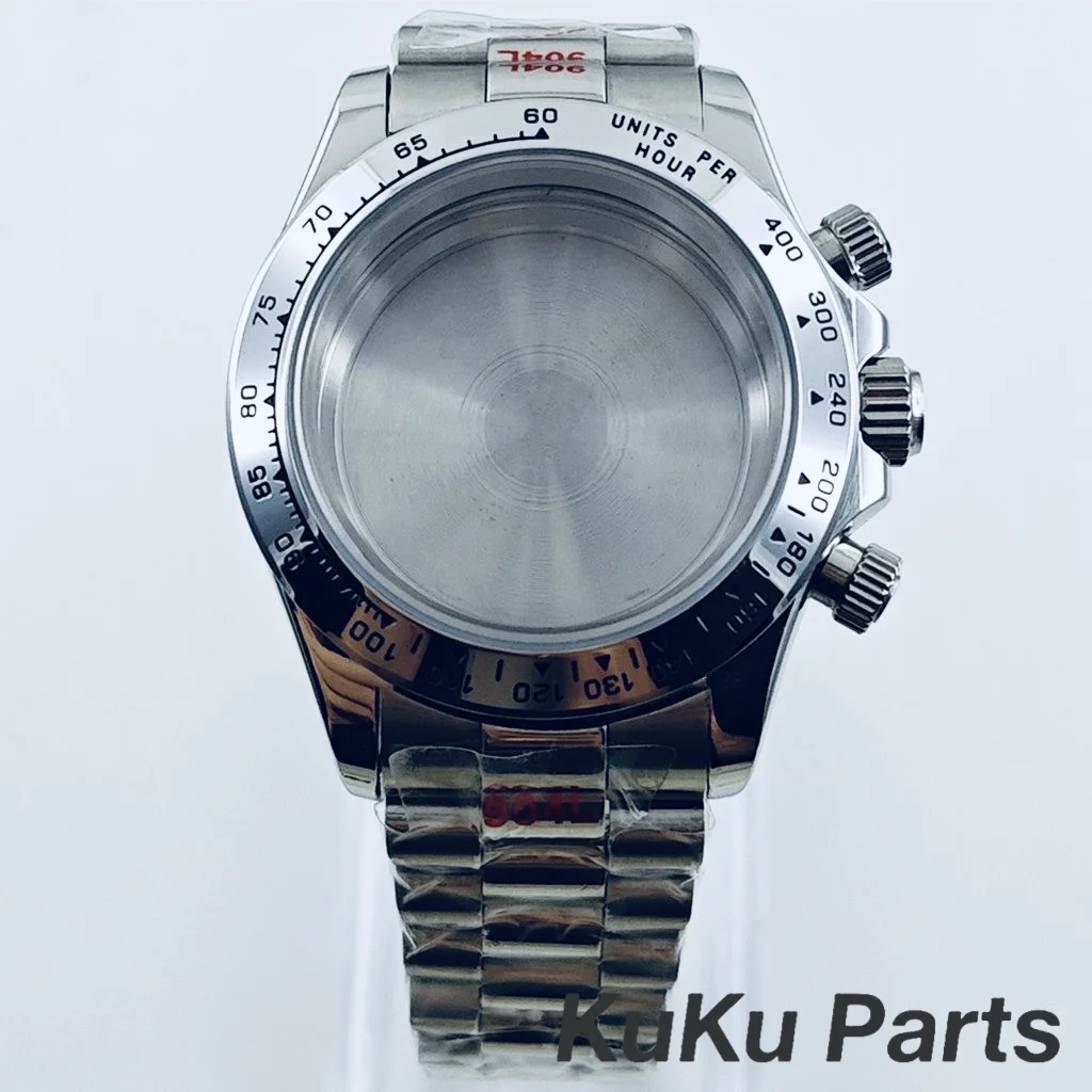 40mm VK63 Classic Silver Bezel Case Sapphire Glass Watch Case for Daytona Style VK63 VK64 Quartz Movement Presidential Bracelet
40mm VK63 Classic Silver Bezel Case Sapphire Glass Watch Case for Daytona Style VK63 VK64 Quartz Movement Presidential Bracelet
