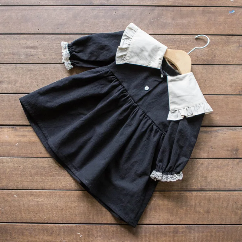 Korean Version of Girls' Autumn Dress New Color Blocking, Big Lapel, Sweet Lace, Big Skirt, Long Sleeved Princess Dress
Korean Version of Girls' Autumn Dress New Color Blocking, Big Lapel, Sweet Lace, Big Skirt, Long Sleeved Princess Dress