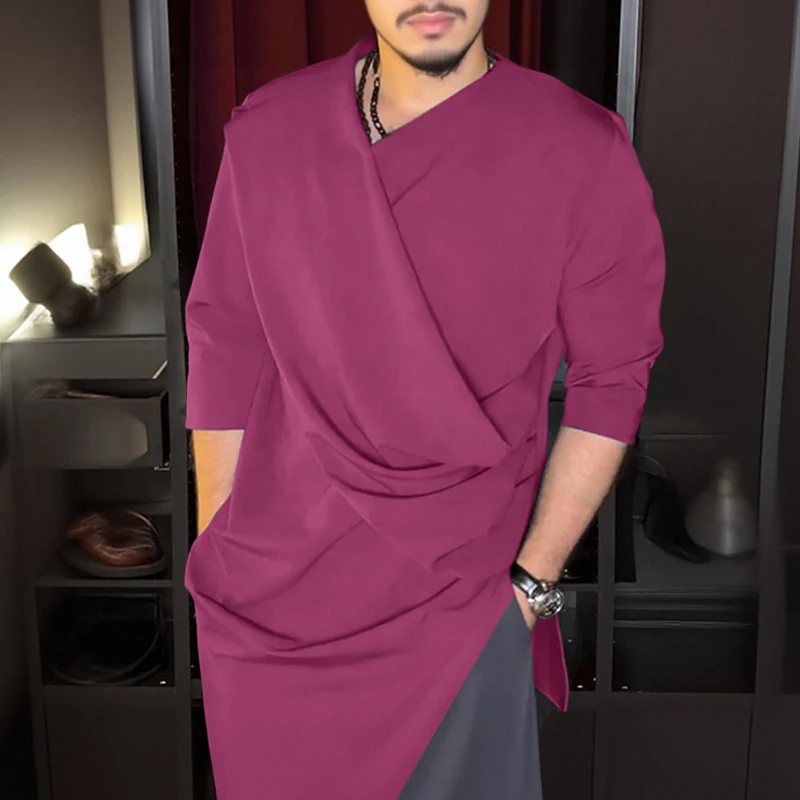 INCERUN Мужская рубашка нестандартной формы, однотонная, с рукавами 3/4, свободная мужская одежда, уличная одежда, 2026, плиссированные модные повседневные топы, Camisas S-5XL
INCERUN Мужская рубашка нестандартной формы, однотонная, с рукавами 3/4, свободная мужская одежда, уличная одежда, 2026, плиссированные модные повседневные топы, Camisas S-5XL