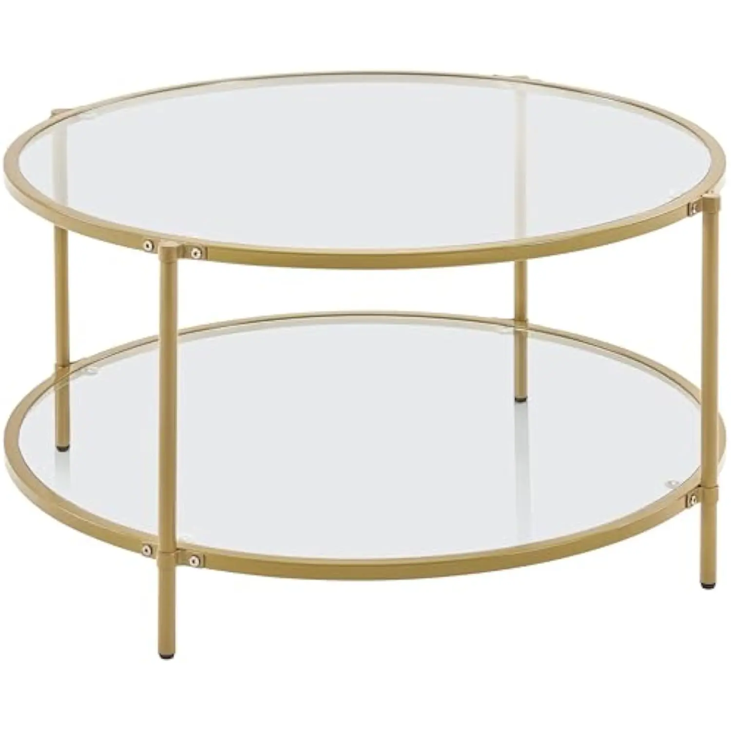 36 Round Coffee Table, Glass Coffee Table with Storage Shelf, 2 Tier Gold Coffee Table for Living Room, Modern Circle Center T
36 Round Coffee Table, Glass Coffee Table with Storage Shelf, 2 Tier Gold Coffee Table for Living Room, Modern Circle Center T