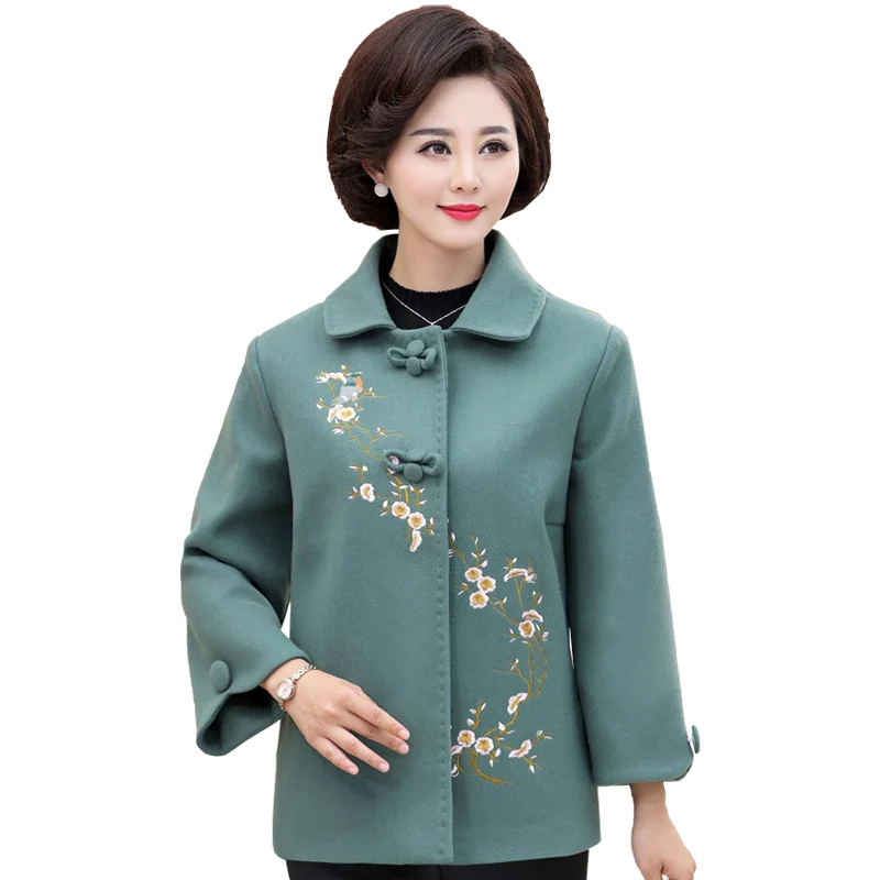 Mother Spring Autumn Woolen Coat New Middle-aged Women's Clothing Embroidered Overcoat Female Woolen Fashion Jacket C
Mother Spring Autumn Woolen Coat New Middle-aged Women's Clothing Embroidered Overcoat Female Woolen Fashion Jacket C