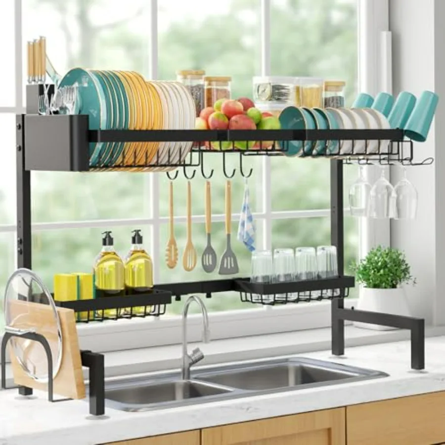 Over The Sink Dish Drying Rack - Adjustable 2 Tier X-Large Ccity Stainless Steel Drainer with Cutlery Utensil Holders Kitchen S
Over The Sink Dish Drying Rack - Adjustable 2 Tier X-Large Ccity Stainless Steel Drainer with Cutlery Utensil Holders Kitchen S