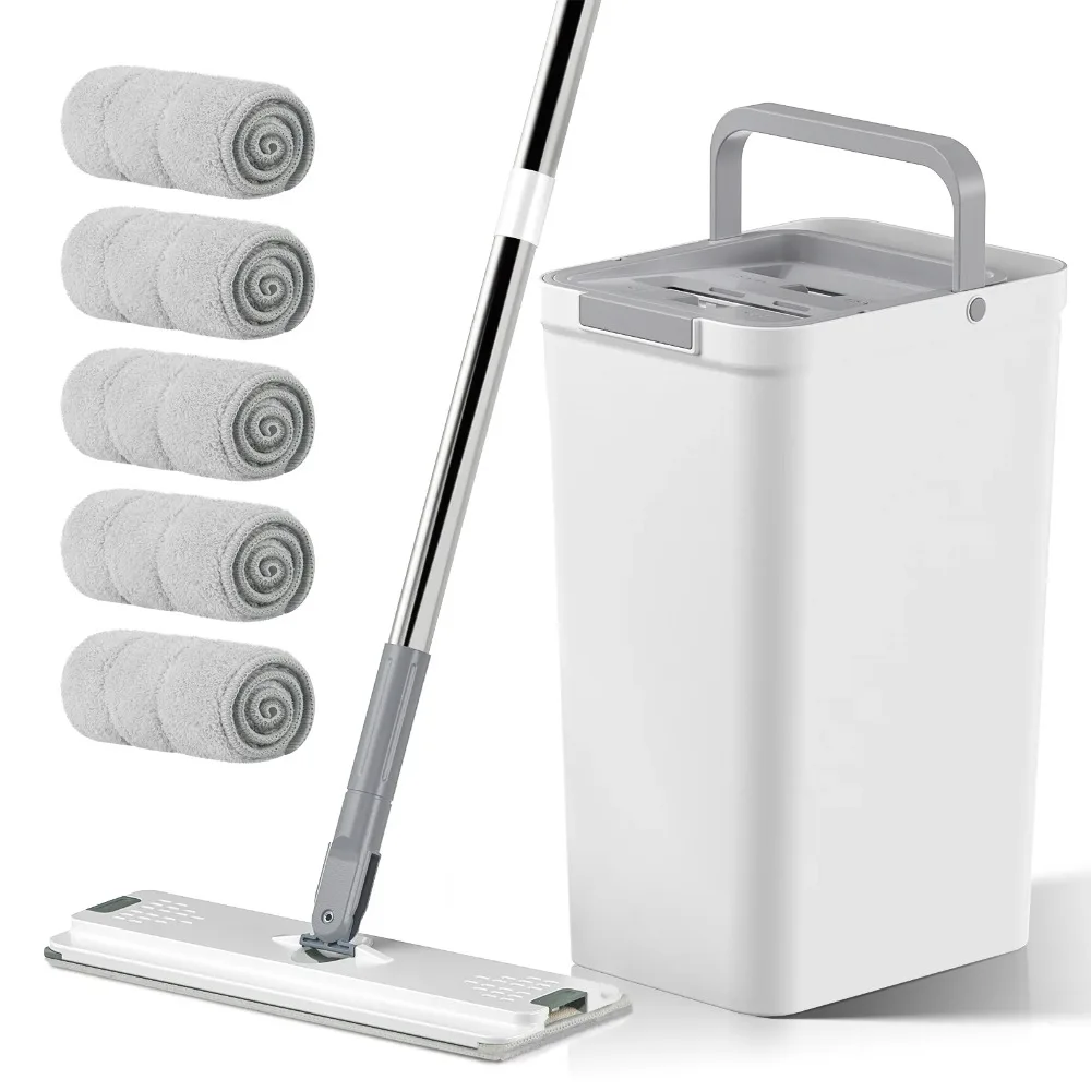 2025 Flat Mop and Bucket Set, Mop and Bucket with Wringer Set, with Long Handle and 5 Microfiber Reusable Pads, Wet and Dry Use
2025 Flat Mop and Bucket Set, Mop and Bucket with Wringer Set, with Long Handle and 5 Microfiber Reusable Pads, Wet and Dry Use