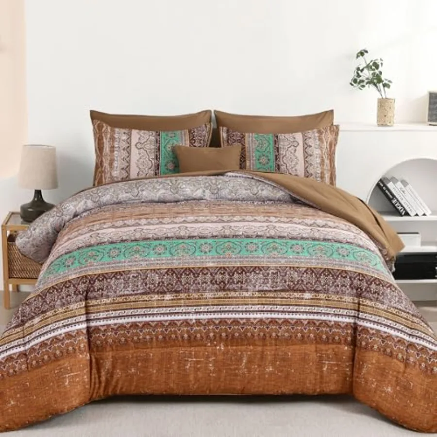 Boho Comforter Set 8 Pieces Bohemian Striped Bed in a Bag Paisley Soft Microfiber Bedding Comforter Set
Boho Comforter Set 8 Pieces Bohemian Striped Bed in a Bag Paisley Soft Microfiber Bedding Comforter Set