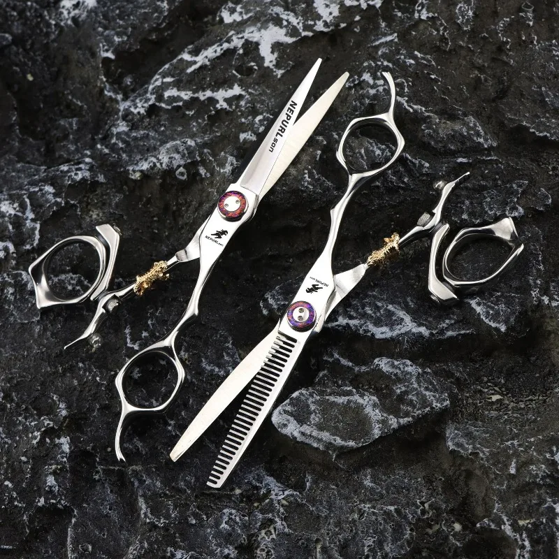 6.0-inch bright light 360-degree rotating handle hair scissors, made of high-grade 440c steel, right-handed scissors
6.0-inch bright light 360-degree rotating handle hair scissors, made of high-grade 440c steel, right-handed scissors