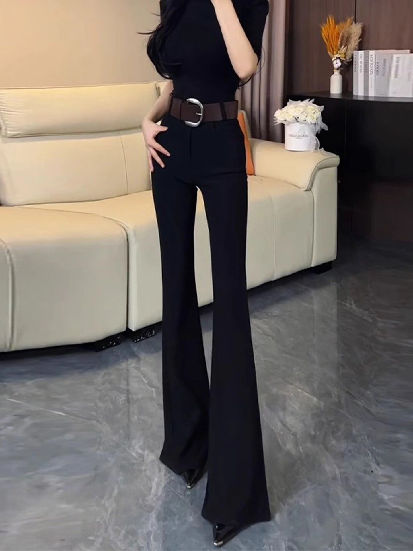 Bla High Waist Slim Fit Women's Bell Bot Pants Commute Sle Pure Color Micro Flared Pants Long Ankle Drapey Trousers
Bla High Waist Slim Fit Women's Bell Bot Pants Commute Sle Pure Color Micro Flared Pants Long Ankle Drapey Trousers