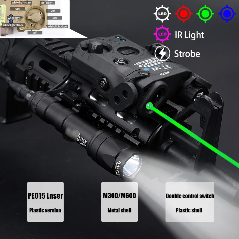 Tactical PEQ15 UHP Red Green Blue Laser IR Fill Light & SureFir M300 M600C Scout Flashlight&Dual Remote Switch LA-PEQ15 Hunt Set
Tactical PEQ15 UHP Red Green Blue Laser IR Fill Light & SureFir M300 M600C Scout Flashlight&Dual Remote Switch LA-PEQ15 Hunt Set