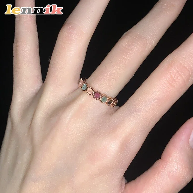 LENNIK Retro Niche Tourmaline Rainbow Ring with Unique and Stylish Design, High-end Feel, Light Luxury Temperament Mouth Ring
LENNIK Retro Niche Tourmaline Rainbow Ring with Unique and Stylish Design, High-end Feel, Light Luxury Temperament Mouth Ring