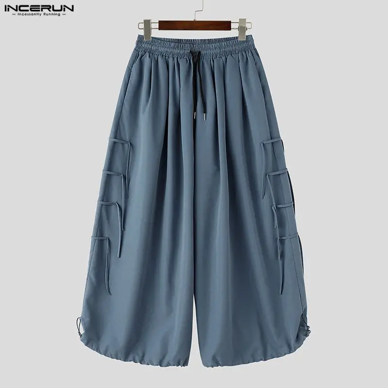 INCERUN Men's Wide Leg Pants Solid Color Joggers Drawstring Casual Trousers For Man Streetwear Oversize Belt Fashion Pantalones
INCERUN Men's Wide Leg Pants Solid Color Joggers Drawstring Casual Trousers For Man Streetwear Oversize Belt Fashion Pantalones