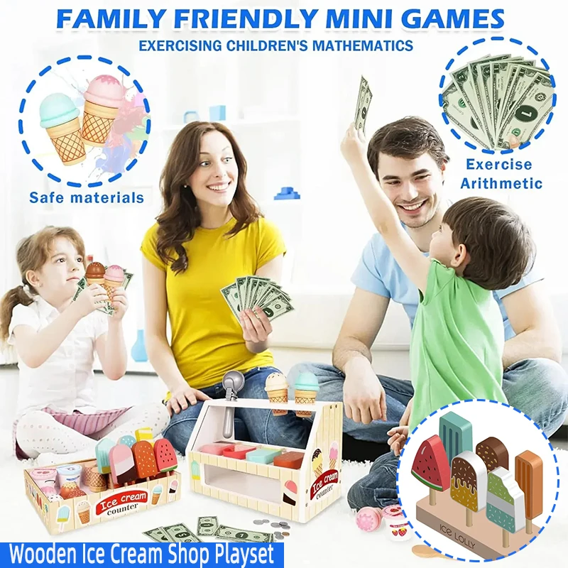 Wooden Ice Cream Counter Playset, Montessori Pretend Play Kitchen Toy, Toddler Early Educational Role Play Accessories
Wooden Ice Cream Counter Playset, Montessori Pretend Play Kitchen Toy, Toddler Early Educational Role Play Accessories